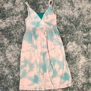 Blue white tie dye dress/swim coverup